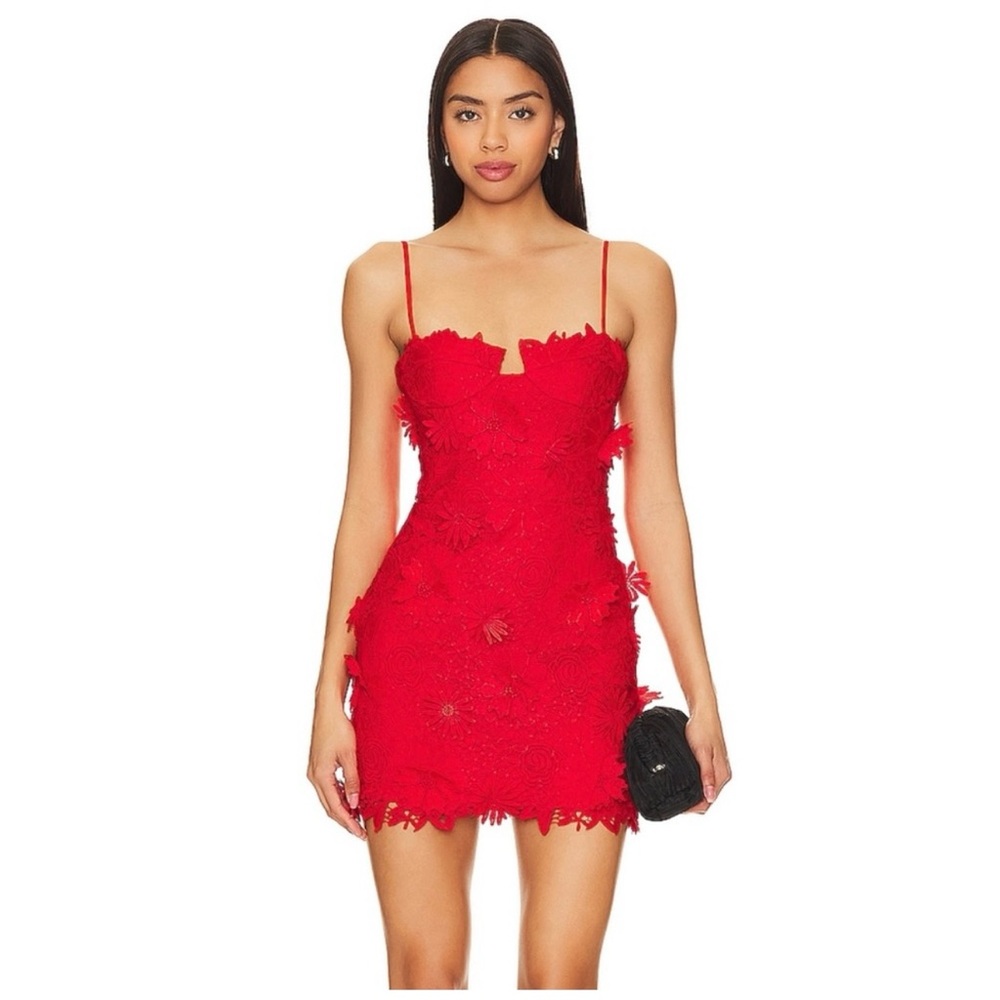 Bardot Floral Lace Red Mini Dress NWT size 10- XL
